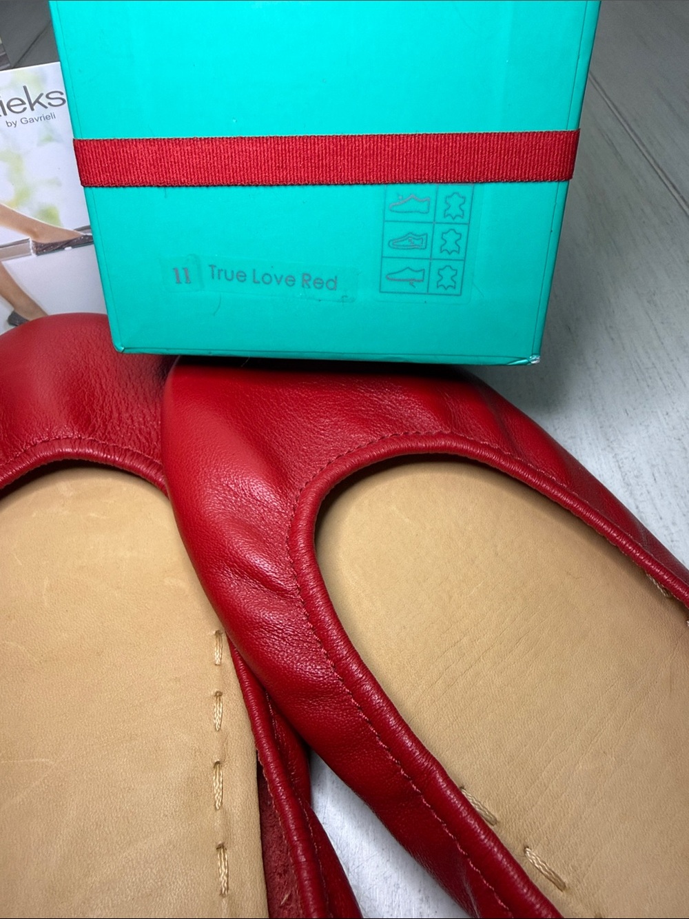 Tieks True Love Red Leather Ballet Flats Size 11: Worn once. - Picture 2 of 4